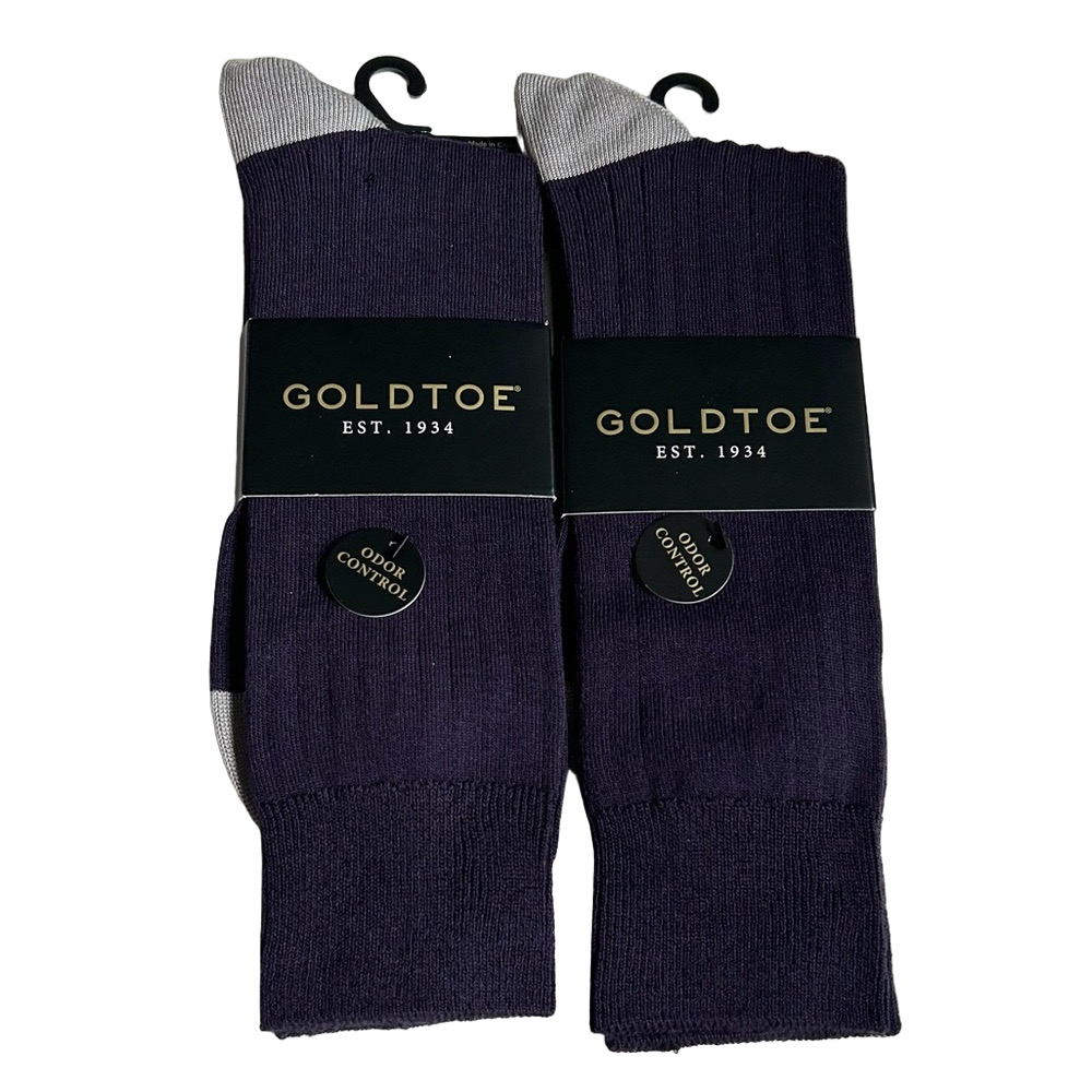 Gold Toe Men’s Purple Rayon Rib Crew Socks 2 Pairs NWT